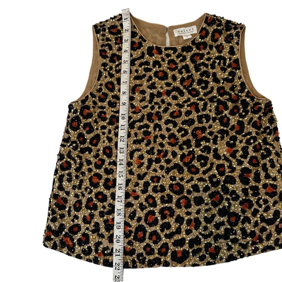 NWT Velvet by Graham & Spencer Yves Leopard Sequined Sleeveless Top Small S - Picture 8 of 9